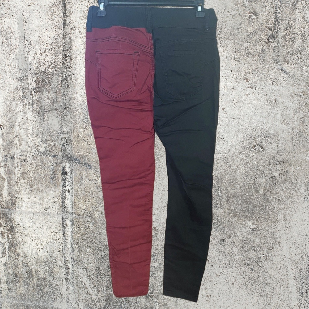 Hot Topic Jeans Black Red Split Size 7 High-Rise Super Skinny Punk Emo Grunge - Picture 3 of 7